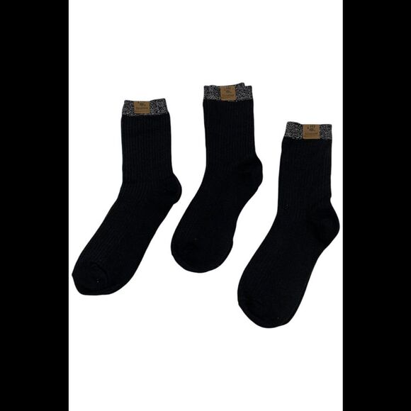 BEARPAW Accessories - BEARPAW Women's 3-pack Rib Knit Socks Sparkle Trim Black